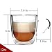 BELY Strong Double Wall Insulated Glass Coffee Mugs,Set of 4,12 oz,Clear Glass Coffee Tea Cups With Handle,Espresso Mugs,Latte Mugs,Cappuccino Cups,Beer Glasses,Dishwasher