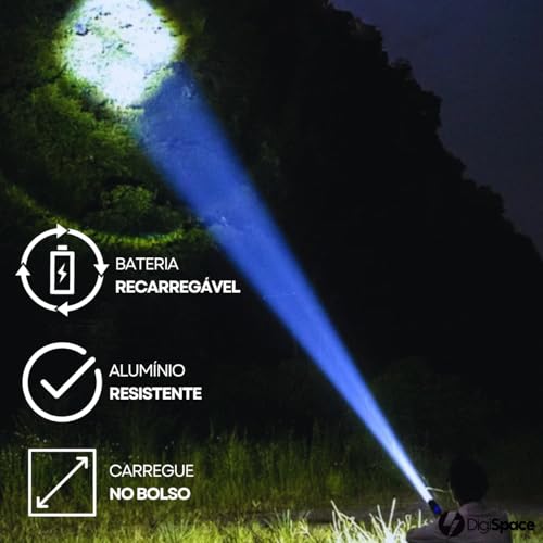 Mini Lanterna Tática Led Alumínio Resistente Super Forte Recarregável Usb Zoom Longo Trilhas Sítio V
