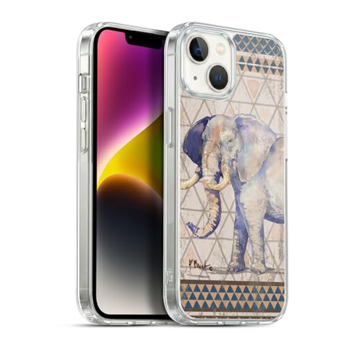 Funda de gel para iPhone 14 Plus con diseño de elefante tribal Paul Brent