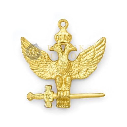 BRICKS MASONS 33rd Degree Rose Croix Scottish Rite Collarette Jewel - Wings Up Gold Plated