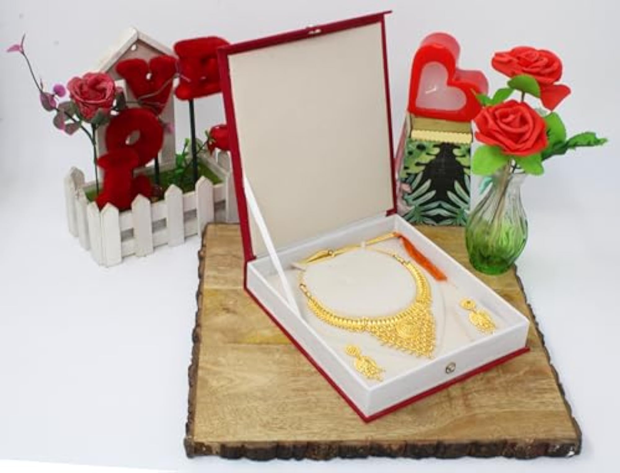 Satin Maroon Jewellery Box for Makeup and Accessories