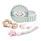 ★Pack BabyKit Perfecto para Regalar. Perlas de silicona de grado alimenticio, clip de acero inoxidable de silicona. Cadena para chupete personalizado con nombre CPSC / CPSIA, cumple con la FDA! Sin BPA, sin ftalatos, sin látex, sin plomo.
