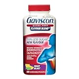 Gaviscon Extra Strength Flavour Burst Tablets - 60 Count - Chewable Foaming Antacid Tablets for Day and Night Heartburn Relief, Acid Reflux and GERD Relief, Fruit Blast - Free of Aluminum, Lactose and Gluten