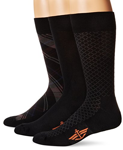 Dockers Men's 3 Pairs Ultimate Fit-Elevated Dress Tartan Plaid Crew Socks, Black, Shoe Size: 6-12
