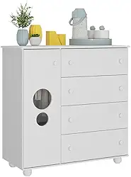 Cômoda Infantil 1 Porta e 4 Gavetas Picolé Multimóveis Bb2895 Branco