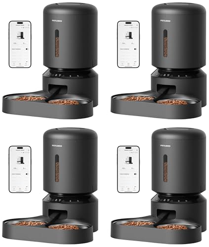 Image of PETLIBRO Automatic Cat Feeder for 2 Cats,5G&2.4G WiFi Pet Feeders,5L Programmable Cat Food Dispenser with Airtight Lock-Fresh Technology,Dual Stainless Steel Bowls,Low Food Sensor,(Pack of 4)