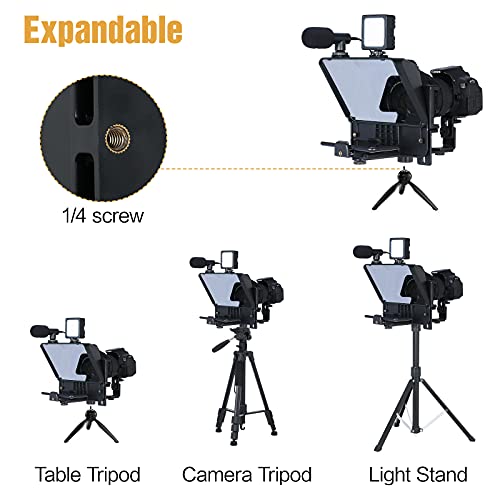 Image of Andoer A10 Portable Smartphone DSLR Camera Teleprompter Prompter with Phone Holder Remote Control for Video Recording Live Streaming Interview Stage Presentation Speech