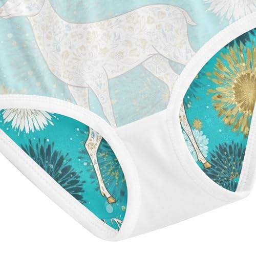 Deer White Gold Floral Underwear Girls, Toddler Panties, Cotton Girls Underwear, 2–8 Years4