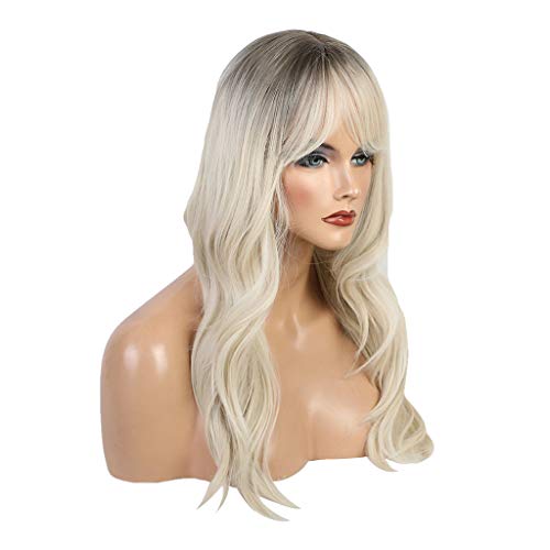 Flameer 20 '' Senhora Ondulado Perucas Ombre Loira Peruca Para Desfile De Moda Cosplay Traje De Fe