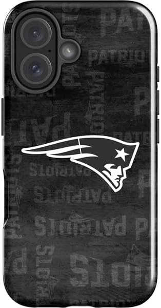 Skinit Impact Phone Case Compatible with iPhone 16 Plus - Officially Licensed NFL New England Patriots Black & White Design