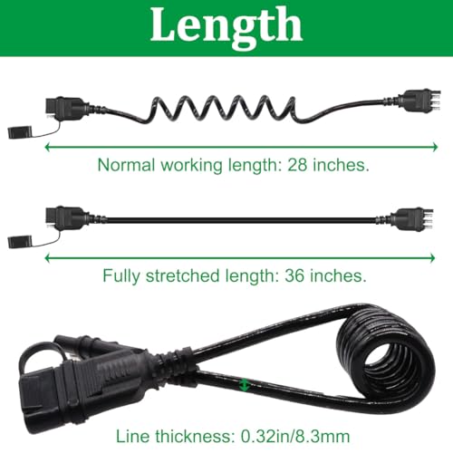 Image of 4 Way Flat Trailer Extension Coiled Cable, 4 Pin Trailer Wire Extension Harness Male and Female Stretchable Coiled with Dust Cover 36 inch /3 FT 18 Guage