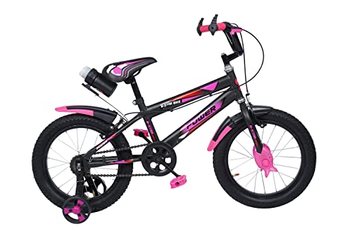 Image of NORMAN JR, Designed in Scandinavia EU Kids Bike Bicycle for Toddlers and Kids 16 Inch Fully Adjustable with Back Seat & Support for Boys and Girls Cycle for 5 to 8 Years, Pink
