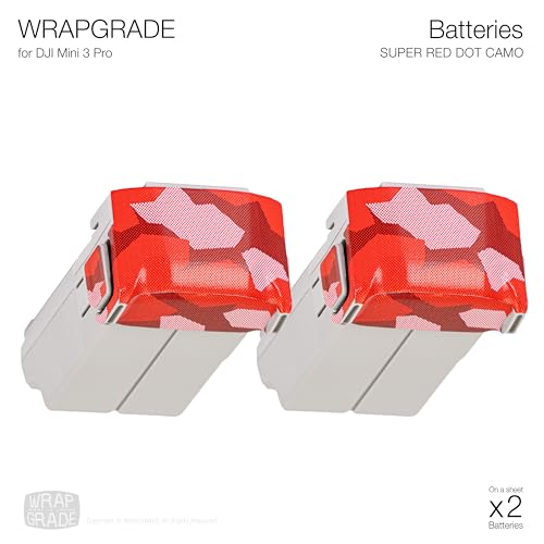 Image of WRAPGRADE Skin Stickers Compatible with DJI Mini 3 Pro | Two Batteries (Super RED DOT CAMO)