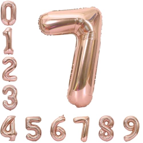 Image of Wanna Party Numerical 7 Rose Gold Balloon for Birthday and Anniversary Party | Large Foil (40inch)