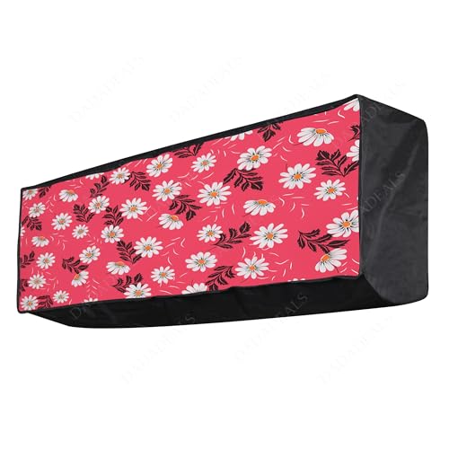 Image of Split AC Cover Combo Set 1.5 Ton | Indoor Outdoor Waterproof & Dustproof Protection | Durable, Breathable Fabric | These Covers Help Maintain Airflow | Red Floral