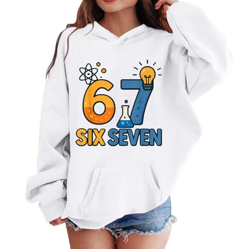 Genérico Sudaderas Niño Calidad Sudadera para Niños con Estampado del Número 67 con Capucha De Manga Larga Interior Detalles Finos Medida 3-12 Años