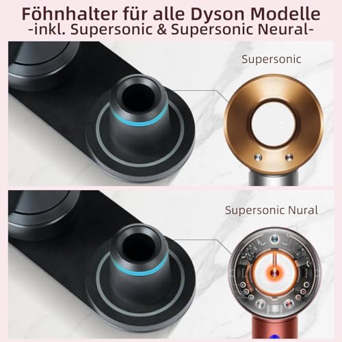 UEMUSI Haartrocknerhalter, Föhn Halterung Ohne Bohren, Halterung Föhn Ohne Bohren für Schlafzimmer Föhnhalter Wand Ohne Bohren Halterung für die Meisten Haartrockner Fön Halter Weiß für Badezimmer