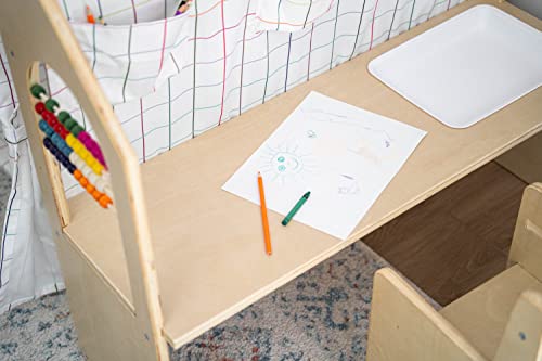 Avenlur Flair Montessori Style Wooden 5 In 1 Indoor Playhouse Play Tent With Desk Table, Chair, Chalkboard, Floor Cushion And Curtain Shades For Babies, Toddlers, Kids Ages 1-8Yrs (Large, Balloons) #TOP7