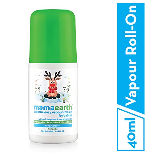 Image of Mamaearth Anti Mosquito Fabric Roll On 8ml. DEET Free. Protects from Dengue, Malaria & Chikungunya & Natural Breathe Easy Vapour Roll-on for Cold & Nasal Congestion, with Wintergreen & Eucaly
