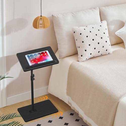 Image of MAHANCRIS TV Tray Table, Height Adjustable TV Trays with 360 Swivel, Space-Saving Side Table for Couch, Multi-Functional Sofa Table with Anti-Slip Bar, Bedside, Black ETBK4501