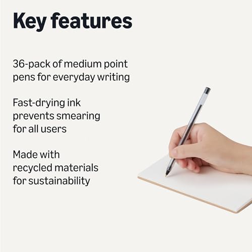 Image of Amazon Basics Ballpoint Pens, Medium Point 1.0mm, Black Ink, 36-Pack