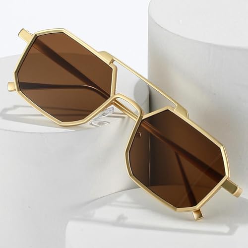 Lunettes de soleil polygonales en métal de style steampunk rétro chic - 3