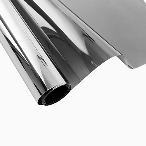 N/D Pet - Pellicola autoadesiva, 17% di trasmissione della luce, protezione UV, controllo del calore, specchio, 23,6 x 78,7 pollici, per casa e ufficio, colore: grigio argento