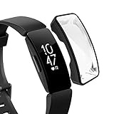 Screen Protector Case Compatible with Fitbit Inspire HR Full Protective Case Soft Plated TPU Cover Scratch-Proof All Around Screen Cover Bumper Shell for Fitbit Inspire HR Smartwatch (Black)