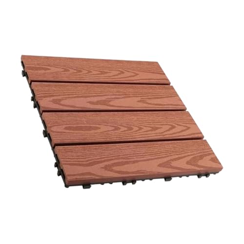 omiinitio Lames de terrasse imprégnées en bois composite résistant au soleil revêtement de sol sûr pour enfants animaux domestiques installation rapide des carreaux de jardin