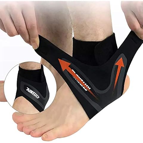 Aokelily Ankle Support Brace, Adjustable Ankle Brace with Breathable & Elastic Nylon Material, Comfortable Ankle Wrap Sports Protect Against Chronic Ankle Strain Sprains Fatigue Fits All (1 Pair) (L) Cover