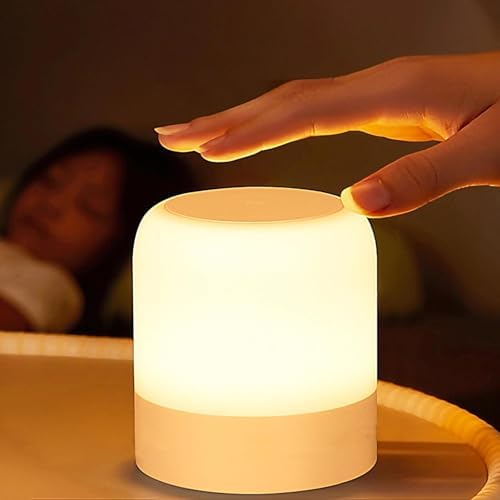 FNMYCO Portable Baby Night Light,3 Colours Egg Light for Nursery,Rechargeable Night Light for Kids,Small Cordless Table&Bedside Lamp,Eye Caring Dimmable LED Touch Lamp for Toddler,Girl,Boy,Nursing