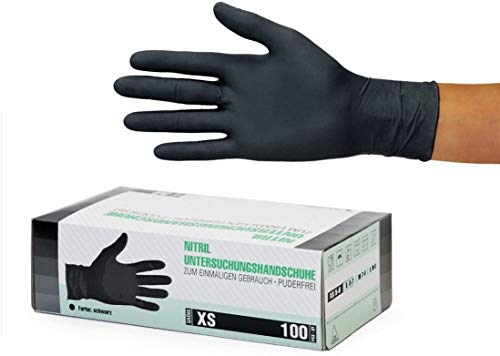 Preisvergleich Produktbild 100x Einweghandschuhe, Handschuhe Einweg - Handschuhe medizinisch - Gummihandschuhe (L, Schwarz)