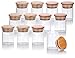 JUVITUS 2 oz Clear Glass Tall Jar with Wood Bamboo Silicone Sealed Lid (12 Pack)