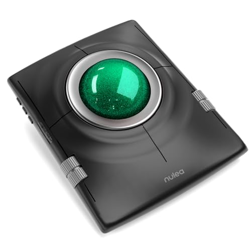 Image of Nulea M512 Wireless Trackball Mouse, Ergonomic 55mm Trackball, Adjustable DPI for Precise Control, Left or Right Hand Compatible, Rechargeable, Multi-Device Bluetooth & 2.4GHz for PC, Laptop(Green)