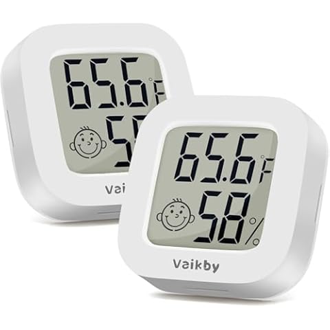 Vaikby Indoor Thermometer 2Pack, Humidity Gauge Meter Digital Hygrometer Room Thermometer for Home, Hight Accurate Temperature and Humidity Monitor for Greenhouse, Reptile, Humidors, Cellar, Office Cover