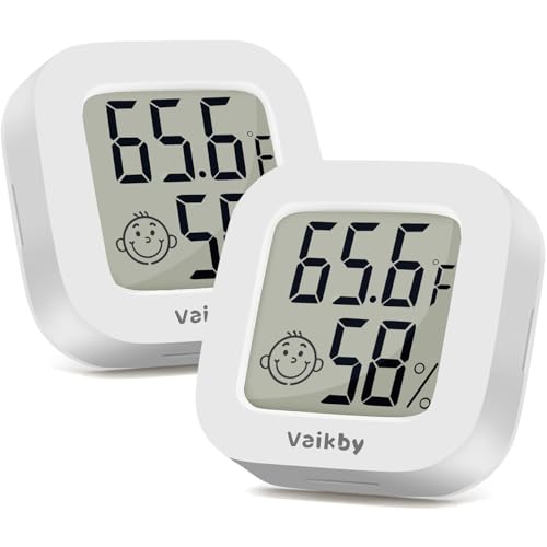 Image of Vaikby Indoor Thermometer 2Pack, Humidity Gauge Meter Digital Hygrometer Room Thermometer for Home, Hight Accurate Temperature and Humidity Monitor for Greenhouse, Reptile, Humidors, Cellar, Office