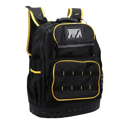 Luocute Hard Bottom Tool Backpack, Heavy Duty Oxford Fabric Construction, Versatile Carrying Options, Multiple Pockets, for Storing Various Tools, with Pouch Type C Cable
