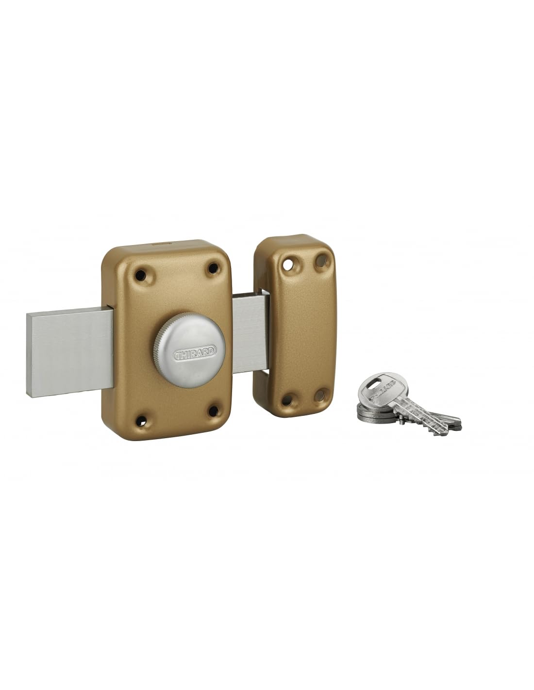 THIRARD - Verrou pour porte de cave et garage Capital à bouton et cylindre 30 mm pêne 160mm