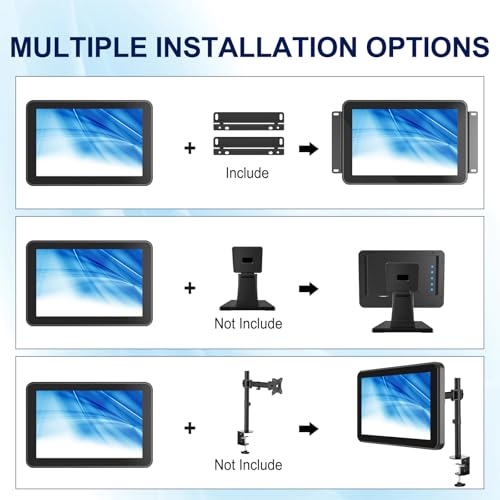 Image of 10-Point Multi-Touch Industrial Display, 10.1 Inch Open Frame Capacitive Touch Screen Monitor, 1280x800 10-Point LCD Display, IP65 Front Waterproof with HD-MI VGA Ports