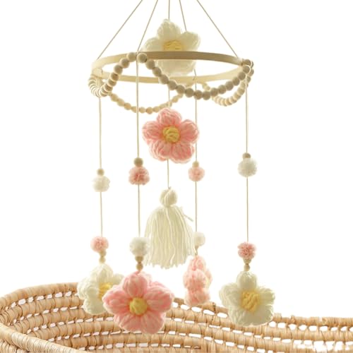 Móvil de cuna relajante de flores para bebés que lloran en el moisés