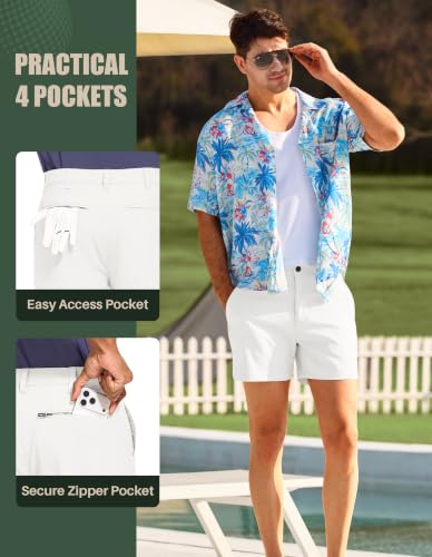 Image of PULI Golf Shorts Men 5 Inch Inseam Stretch Casual Dress Shorts with Pockets Waterproof Lightweight Quick Dry