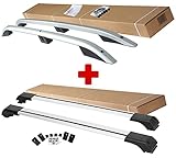 Contenido del envío: 2 barras transversales de aluminio en plata, 4 patas de fijación y sus tapas y 2 rieles de techo adecuados para su vehículo, juego completo, instrucciones de montaje (idioma español no garantizado)