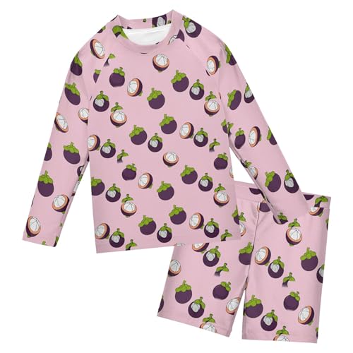 Purple Mangosteen Fruit Baby Boys' Toddler Long Sleeved Rashguard Swim Bathing Suit Set B0405139