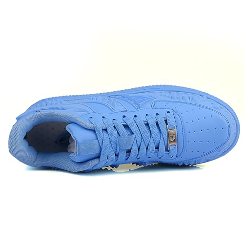 Men's PU Leather Sneakers Fashion Skateboarding Shoes 3D Textured Pattern Lace-Up Design Athletic Casual Walking Outdoor Shoe3