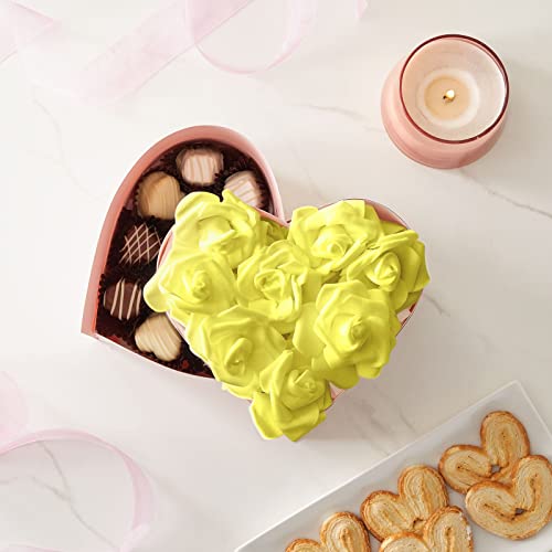 100 Pack Yellow Artificial Flowers, Bulk Stemless Fake Foam Roses for Wedding, Decorations, Bouquets (3 in) image 6