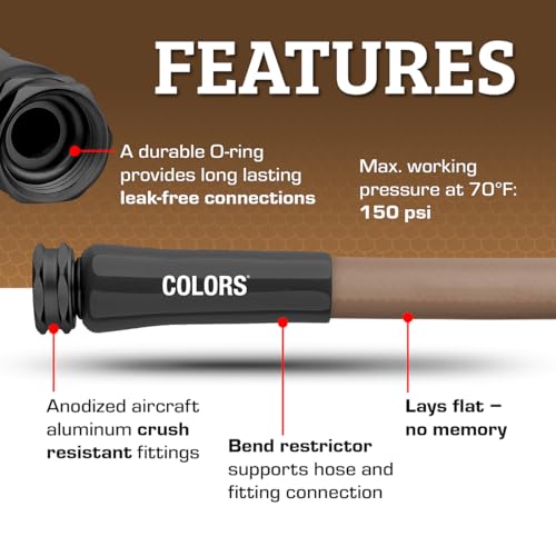 Image of Flexzilla Colors Std Grip Garden Hose 5 /8 inch x 50' 3 /4 inch - 11 1 /2 GHT Fittings, Brown Mulch