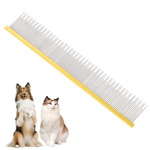 Image of 8.5 Inch Dual Tooth Pet Comb for Mats and Tangles,Professional Grooming Comb Removing Excess Hair for Long-Haired Cats and Dog Kit,Prevent Undercoat, Excess Hair,Mats and Tangles,Pet Essential