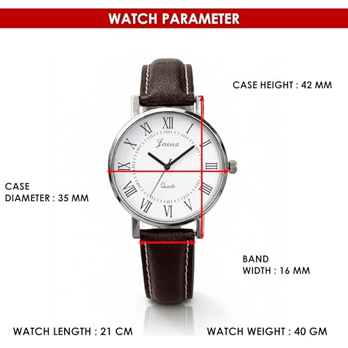 Image of jainx Corporate Gift Leather Strap Analog Wrist Watch for Women (Black /Brown Strap Color)