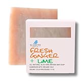 Bluebyrd Soap Co. Fresh Ginger Lime All Natural Soap Bar | Natural and Organic Ingredients - Moisturizing Wash for Face, Body, and Hands | 100% Vegan Cold Process Paraben Free Bar Soap (LIME)