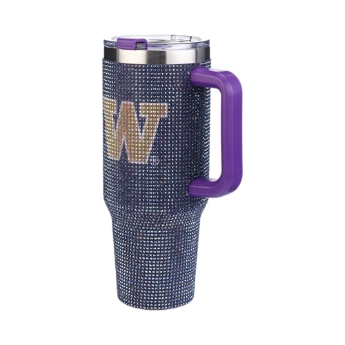 Image of The Memory Company Officially Licensed 40oz TC Bling Game Day Tumbler with Vintage Logo, University of Washington
